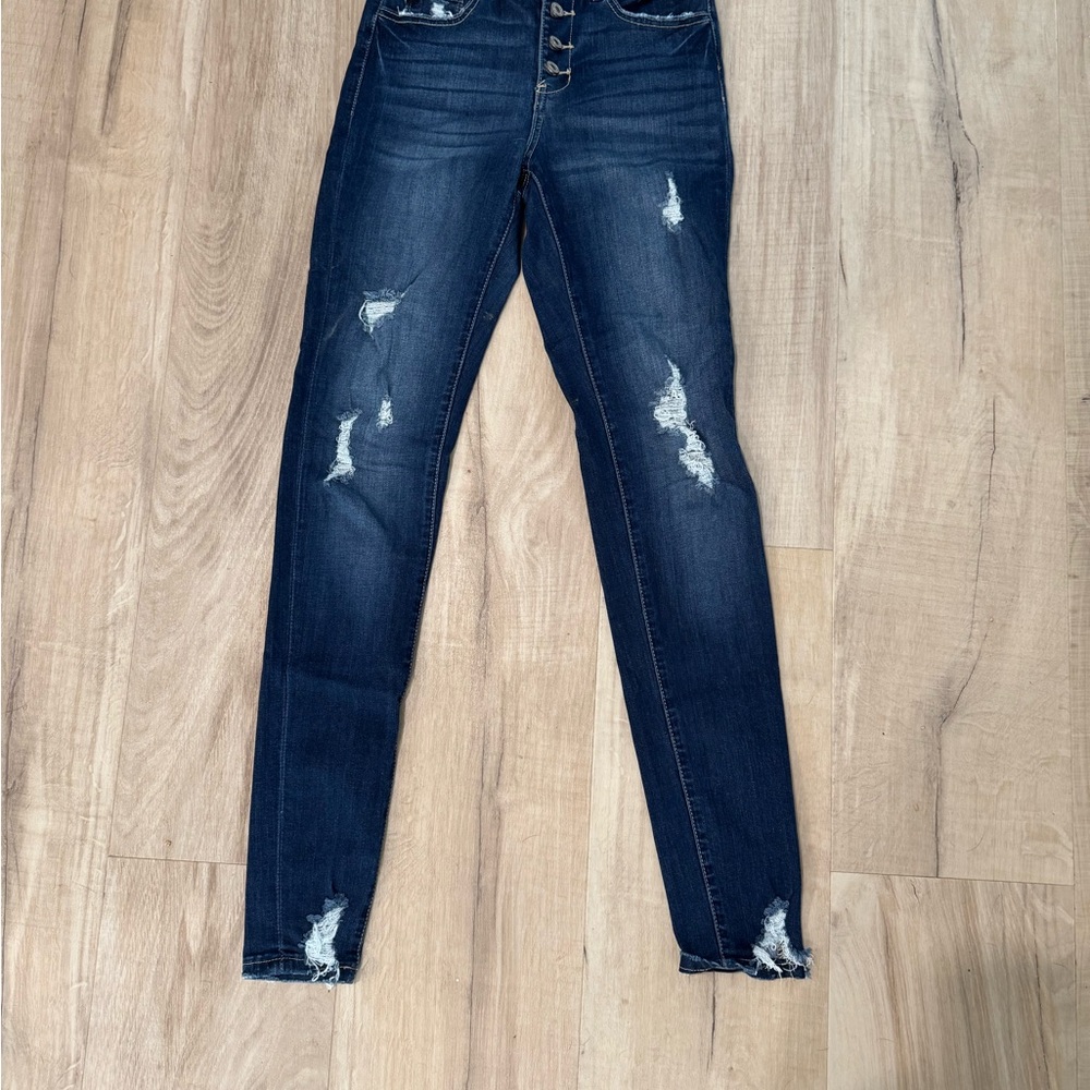 KanCan Dark Blue Distressed High-Rise Skinny Jeans